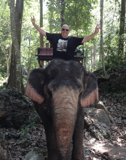 Pindrop customer rides an elephant in Thailand!